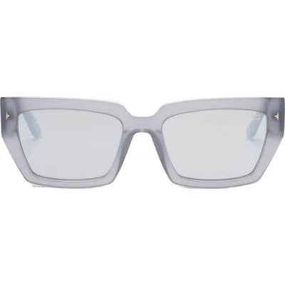 Dezi Switch 55mm Square Sunglasses In Steel / Smoke Flash