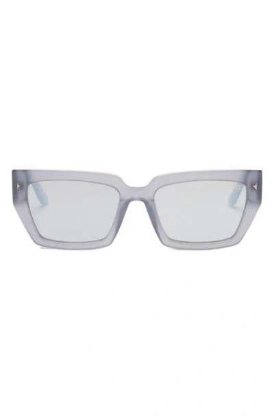 Dezi Switch 55mm Square Sunglasses In Steel / Smoke Flash