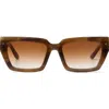Dezi Switch 55mm Gradient Rectangular Cat Eye Sunglasses In Switch Half And Half Tortoise