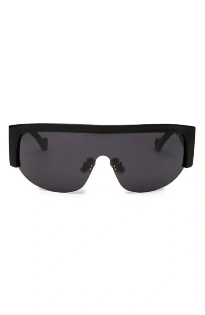 Dezi Thique 125mm Oversize Rimless Shield Sunglasses In Black / Blackout