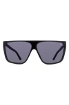 Dezi Type B 63mm Oversize Flat Top Sunglasses In Black