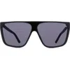 Dezi Type B 63mm Oversize Flat Top Sunglasses In Black/dark Smoke