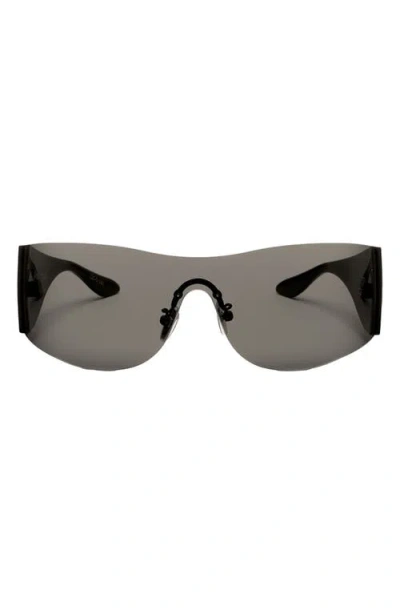 Dezi Wrap It Up 141mm Rimless Shield Sunglasses In Wrap It Up Black/dark Smoke