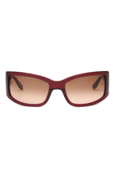 Dezi X Monet Montay 61mm Shield Sunglasses In Deep Red/brown Red Gradient