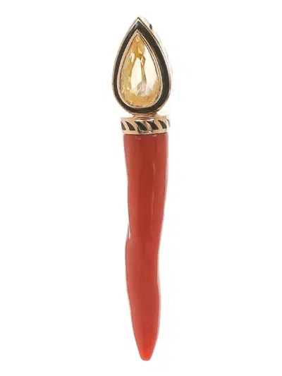 Dezso 18k Rose Gold Cornetto Sapphire Pendant
