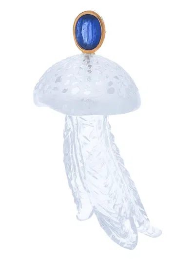 Dezso 18k Rose Gold Crystal And Kyanite Jellyfish Pendant In White