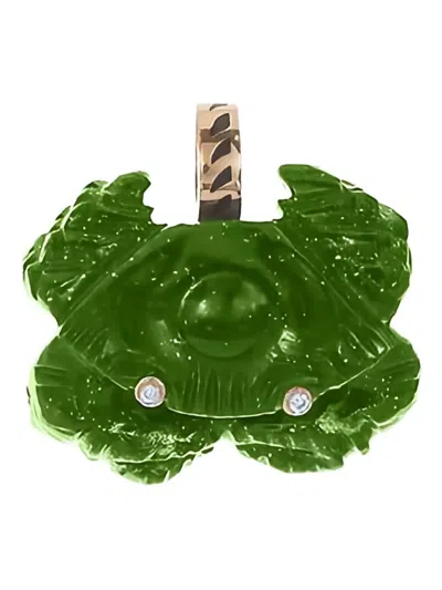 Dezso 18k Rose Gold Malachite And Diamond Crab Pendant In Green