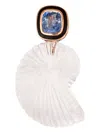 Dezso 18k Rose Gold Multi-stone Shell-embellishment Pendant In White