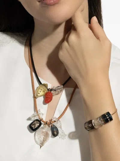 Dezso 18k Rose Gold Nautilus Coral Charm In Brown