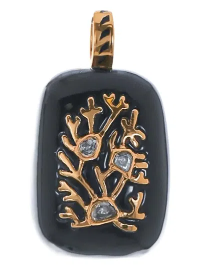Dezso 18k Rose Gold Petite Polki Onyx And Diamond Charm In Black