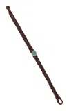 Dezso By Sara Beltran 18k Rose Gold Chrysoprase Leather Bracelet In Green