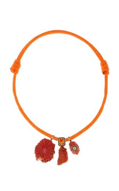 Dezso By Sara Beltran 18k Rose Gold Coral Barnacle With Citirine And Diamond Necklace