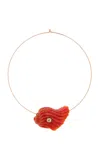 Dezso By Sara Beltran 18k Rose Gold Coral Shell With Diamond Necklace