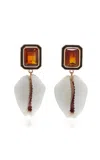 Dezso By Sara Beltran 18k Rose Gold Cowry And Citrine Earrings In Orange