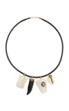 Dezso By Sara Beltran 18k Rose Gold Creature And Shell Leather Cord Necklace