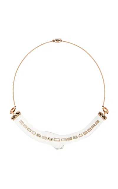 Dezso By Sara Beltran 18k Rose Gold  Crystal And Baguette Diamond Coral Wire Necklace