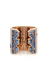 Dezso By Sara Beltran 18k Rose Gold Deco Six Sapphire Ring