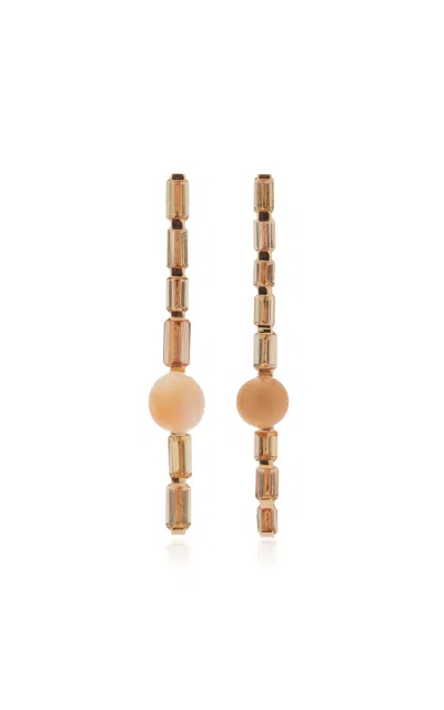 Dezso By Sara Beltran 18k Rose Gold Imperial Topaz And Cassis Pearl Earrings