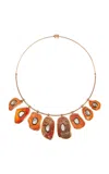 Dezso By Sara Beltran 18k Rose Gold Miami Shell With Polki Diamonds Necklace