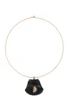 Dezso By Sara Beltran Carved Capri Shell And Diamond Necklace In Black
