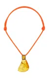 Dezso By Sara Beltran Grande Carved Amber Fish Pendant With Citirine In Orange