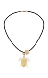 Dezso By Sara Beltran Mother-of-pearl Turtle; Shell Leather Necklace In White