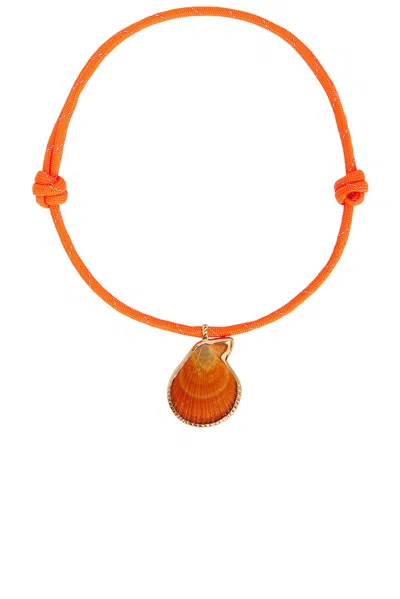 Dezso By Sara Beltr?n 18k Gold Clam Necklace In Shell & Orange Paracord