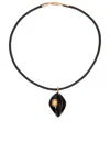 Dezso By Sara Beltr?n Cowry Medio Emerald Cut Citrine Necklace In Onyx & Black Leather