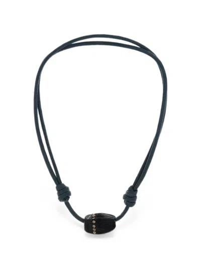 Dezso Coquito Tiger Eye And Aquamarine Necklace In Black