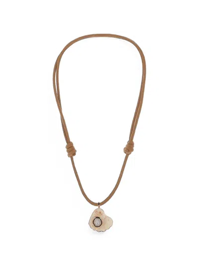 Dezso Diamond And Shell Necklace In Brown