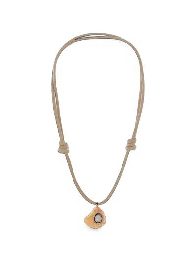 Dezso Diamond And Shell Necklace In Gold