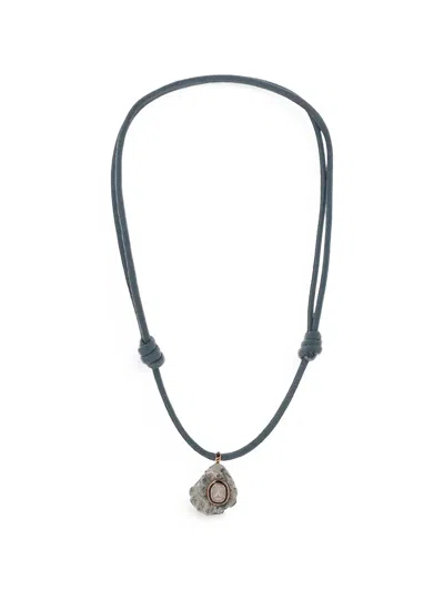 Dezso Diamond And Shell Necklace In Green