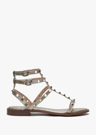 Df By Daniel Cuboid Gold Studded Gladiator Sandals In Gold Metalic