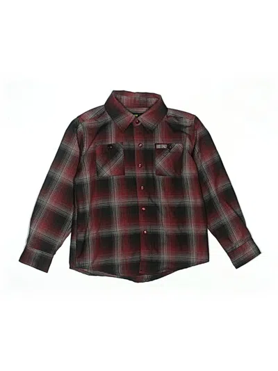 Pre-owned Dfc Youth Division Kids' Long Sleeve Button Down Shirt In Burgundy