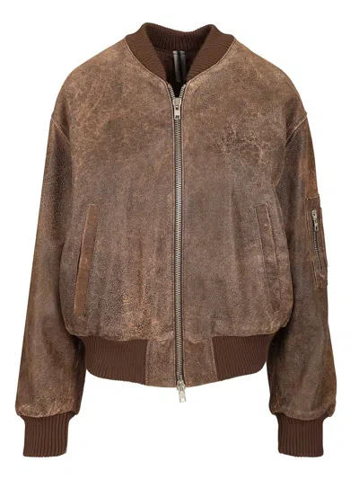 Dfour Leather Bomber Jacket Jackets Brown