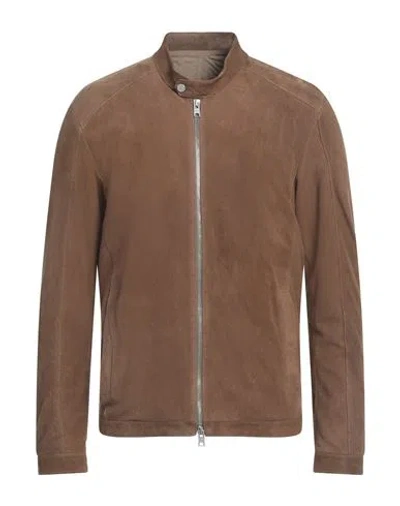 Dfour Man Jacket Camel Size 42 Leather In Beige
