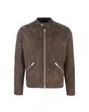 Dfour Raw-cut Suede Biker Jacket In Gray