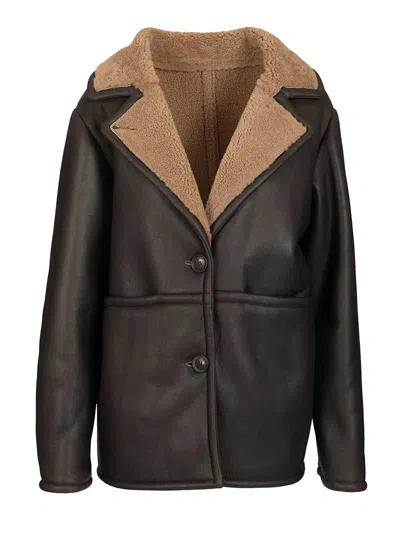 Dfour Shearling Jacket Jackets Brown In Black