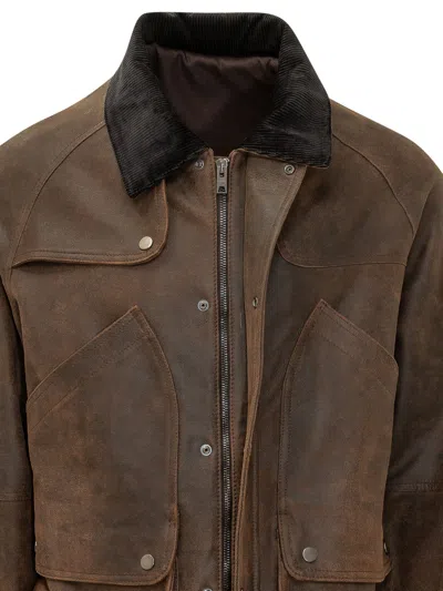 Dfour Short Overcoat With Pocket Appliqué In Natural