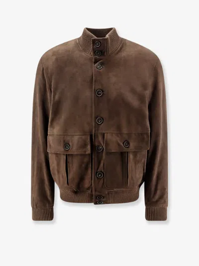 Dfour Suede Jacket In Brown