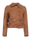 Dfour Woman Jacket Camel Size 10 Soft Leather In Beige