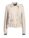 Dfour Woman Jacket Ivory Size 12 Soft Leather In White
