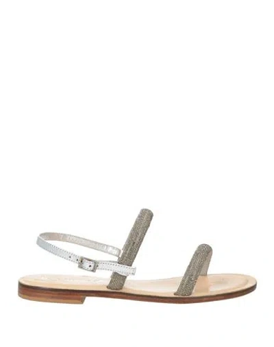 Dg Positano Woman Sandals Silver Size 7 Leather In Gray