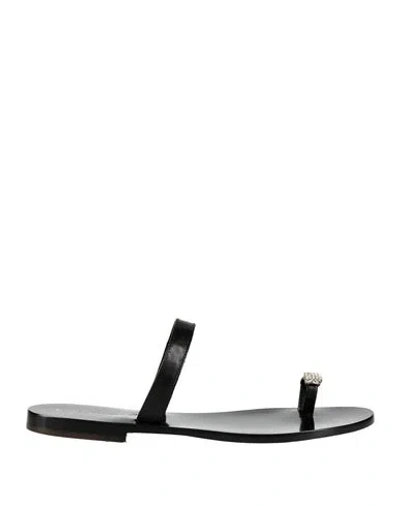 Dg Positano Woman Thong Sandal Black Size 7 Calfskin