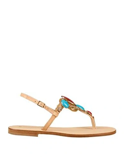 Dg Positano Woman Thong Sandal Turquoise Size 8 Cowhide In Blue