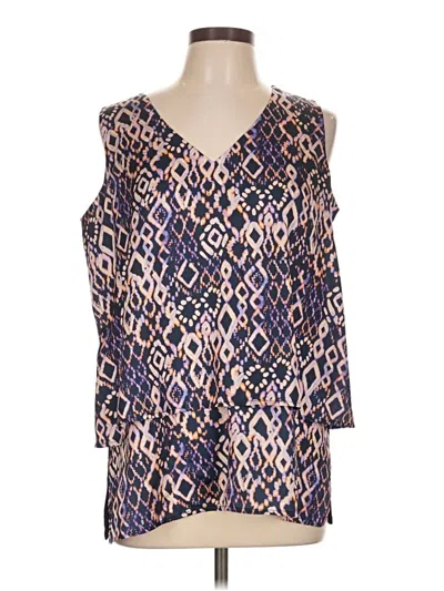 Pre-owned Dg^2 By Diane Gilman 3/4 Sleeve Blouse In Blue