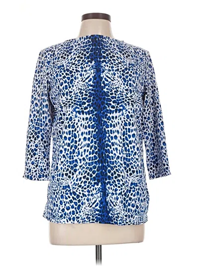 Pre-owned Dg^2 By Diane Gilman 3/4 Sleeve Blouse In Blue