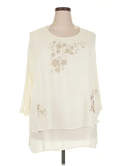 Pre-owned Dg^2 By Diane Gilman 3/4 Sleeve Blouse In Ivory