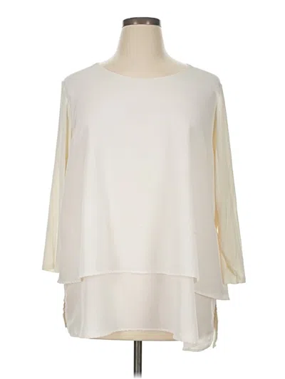 Pre-owned Dg^2 By Diane Gilman 3/4 Sleeve Blouse In White