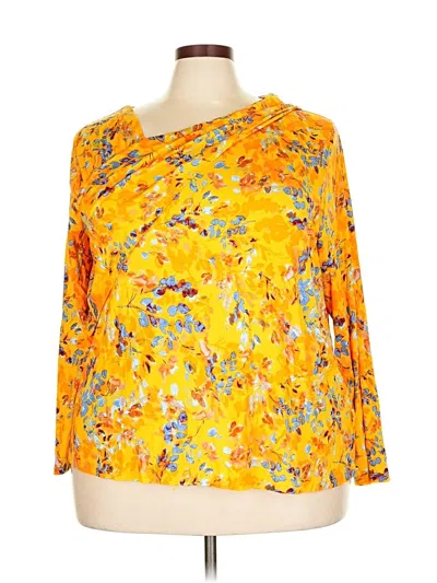 Pre-owned Dg^2 By Diane Gilman 3/4 Sleeve Blouse In Yellow